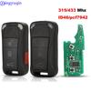 Jingyuqin 3/4 Buttons Remote 315/433MHZ Flip Folding Car Key Shell For Porsche Cayenne GTS ASK/FSK ID46 PCF7942 Keyless Go