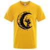 Men's High Quality 100%  Moon Print Casual Summer Cool Short Sleeve Men Tshirt Loose T-shirt Male Tee Shirts Male Tee Tops