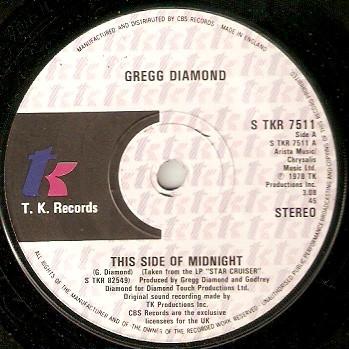 7-дюймовая пластинка GREGG DIAMOND - This Side Of Midnight STKR7511 T.K. Пластинки 1978 UK Соул/Фанк Б/У