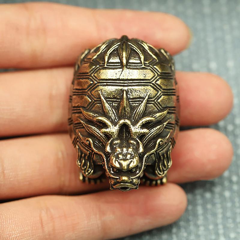 Латунные китайские фигурки дракона и черепахи, небольшие настольные украшения, фэн-шуй, животные, домашний офис, декор, ремесло, скульптура