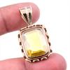 Natural Lemon Quartz 925 Solid Sterling Silver Jewelry TwoTone Pendant 1.5" b8J85