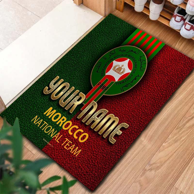 Moroccan Football Crest Custom Name Carpet Rug For Living Room Bedroom Home Sofa Decoration Kids Play Nonslip Floor Mat