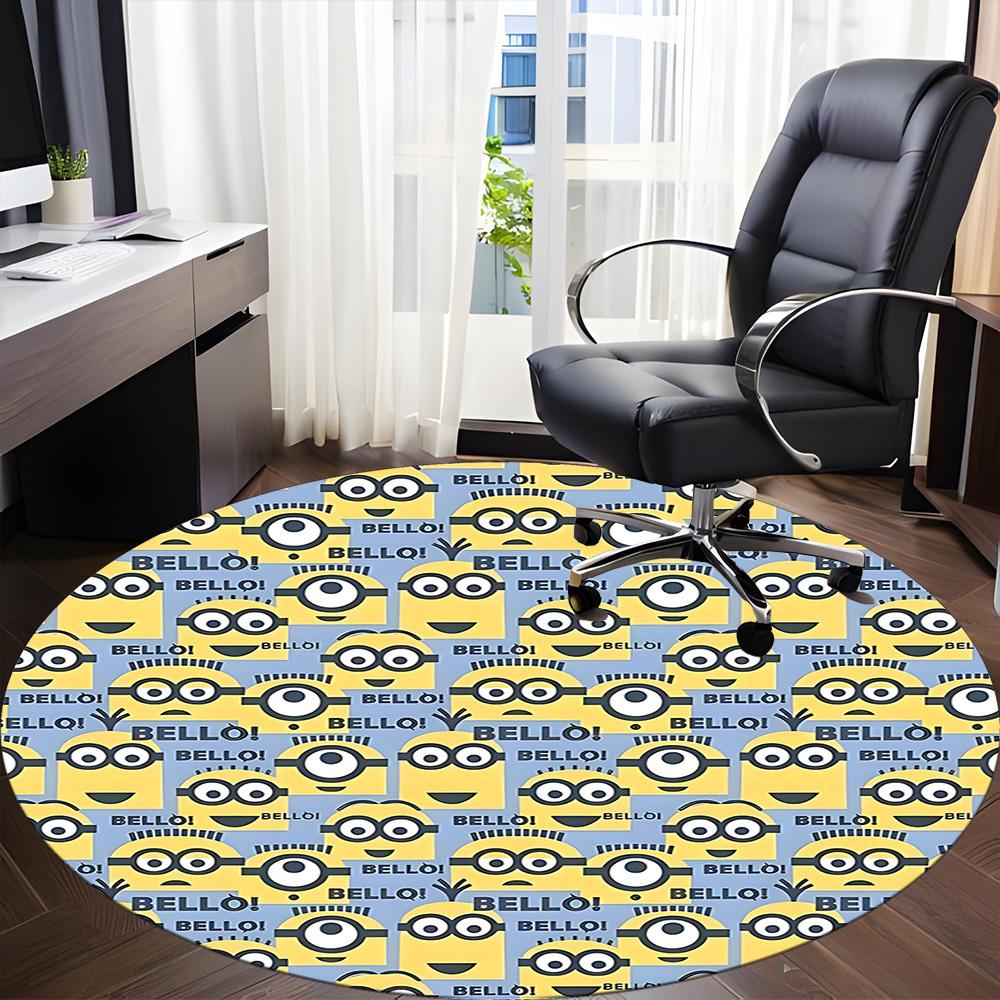1pc Minions Bello Office Round Area Rug, Under Office Chairs Bedroom Living Room Home Decor, Available in Various Sizes