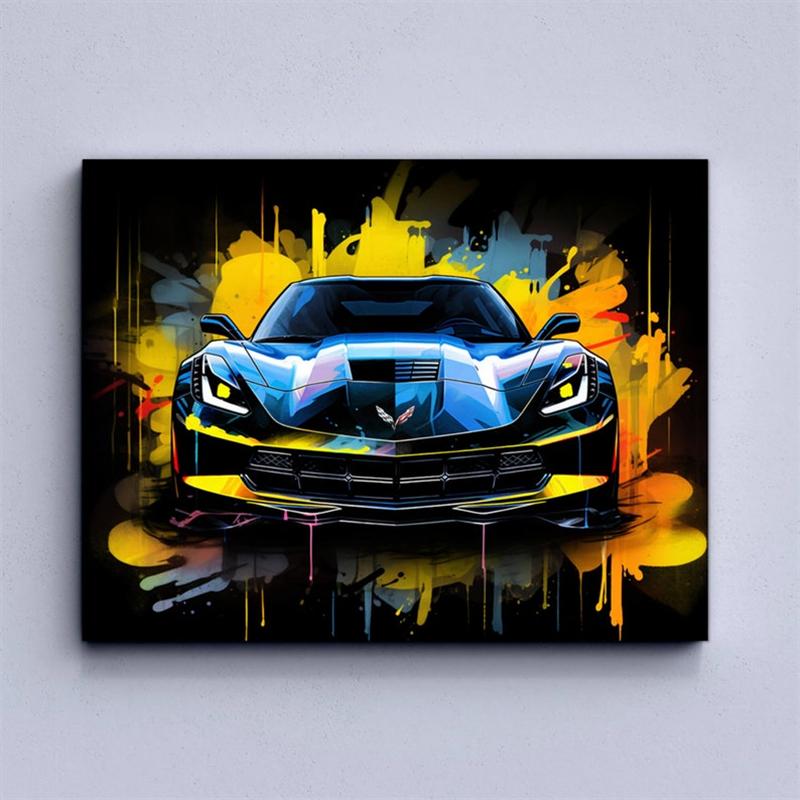 Горячий Красочный Неон C8 Роскошный Автомобиль Пресс Качественный Плакат Эстетика Искусство Домашняя Стена Холст Домашняя Комната Водителя Гараж Жилой Декор Дизайн