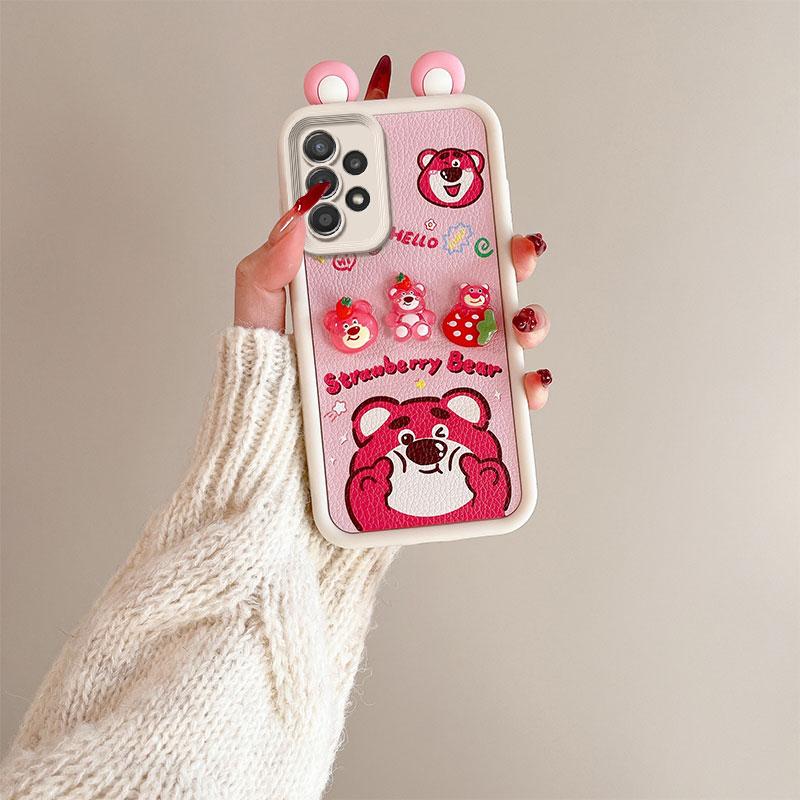 KEYSION Cute Ear 3D Cartoon Case for Samsung A52 5G A52S 5G with Bracelet Soft Silicone Shockproof Phone Cover for Galaxy A32 4G