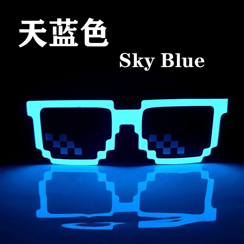 Flashing EL Wire 8 Bit LED Glowing Luminous Bright Festival Light Up Mosaic Glasses Fashion Party Supplies