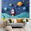 Фотофон на тему космоса - Мультяшный космический корабль и дизайн галактики, полиэстер, универсальный для дня рождения