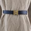 Black Leather Waist Belt With Alloy Closure For Fashion And Versatile Outfits