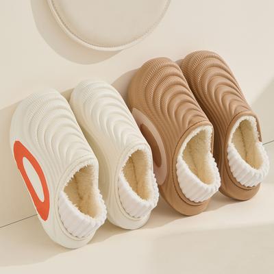 Платформенные женские хлопковые тапочки Плюшевые Теплые Толстая подошва Шлепанцы Дышащие Мягкие Нескользящие Тапочки Домашние Уличные Мужские Хлопковые Тапочки