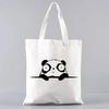 Cute Panda Canvas Shoulder Bag For Women Large Capacity Eco Friendly Tote For Travel And Shopping