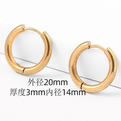 Stainless steel 20mm gold and silver loop earrings, basic simple and versatile thick earrings and ear jewelry