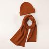 24 Autumn and Winter Wool Knitted Hat Unisex Plain Knitted Scarf Warm Scarf Two-piece Set