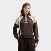 Fila Оригинальная Мода Ретро Спорт Кэжуал Индивидуальность Цветной Блок Удобный Универсальный Короткий Свободный Свитшот с Воротником-стойкой на Молнии до Середины F11W619211FBN