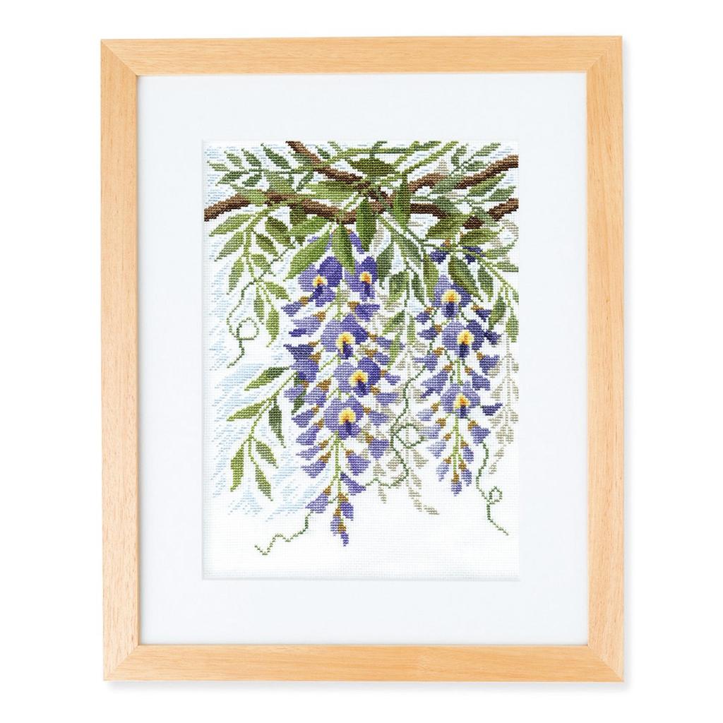 Olympus Cross Stitch Embroidery Flowers Dancing in the Wind Wisteria and 7180 Kit - Vines, White,