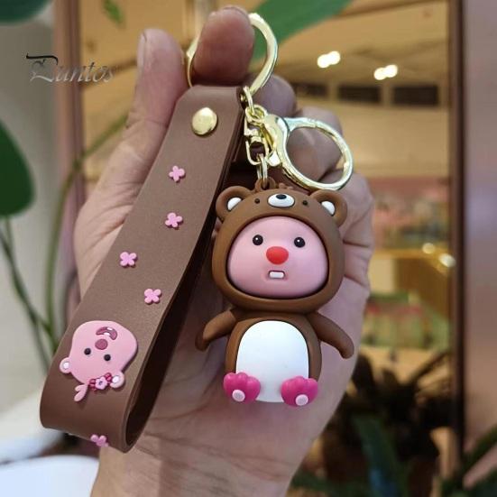 Брелок для ключей, милый мультяшный персонаж, бобр, полированный обруч из нержавеющей стали, зажим для омара, красочный брелок для ключей, органайзер для ключей, ремешок на запястье, школьная сумка, кулон, брелок