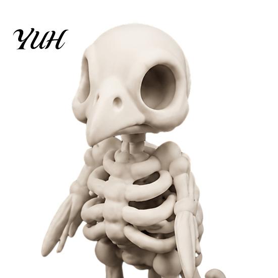Realistic Vulture Skeleton Model 3D Printed Gothic Figurine,Spooky Bird Skull Statue, Mini Bone Art Micro Landscape Ornament for Halloween Yard Garden