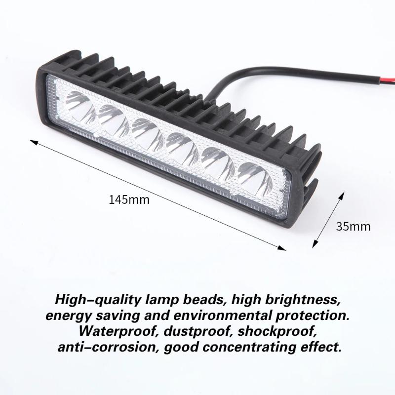 6LED 18W Car Light 12V Auto Offroad SUV Truck Headlights 6000K Daytime Running Light Spotlight High Bright Waterproof Work Light