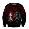 Толстовка мужская женская Скелет Ангел Демон 3D печать мужские толстовки на молнии повседневная уличная одежда осень оверсайз с капюшоном в стиле Харадзюку