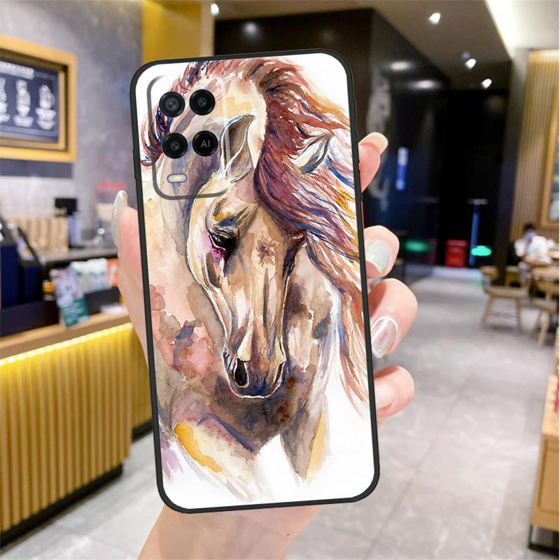 Чехол-скетч с лошадью для Oppo A5 Pro A15 A17 A57 A77 A60 A80 A40 A18 A38 A58 A78 A98 A96 A76 A16 A94 A74 A54