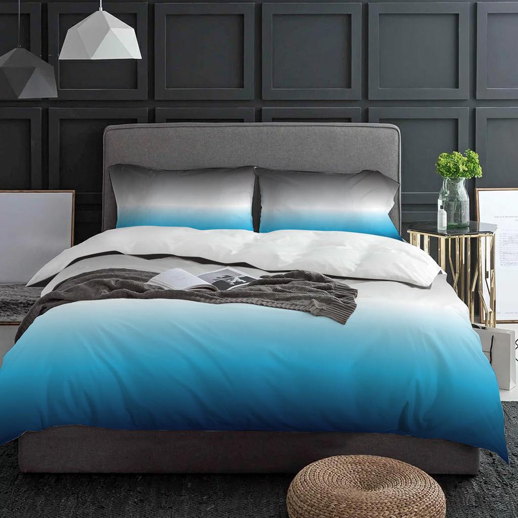Градиентный серо-голубой пододеяльник, комплект постельного белья для кровати, домашний текстиль, пододеяльник, наволочки, комплект постельного белья для спальни, двуспальный комплект постельного белья, без простыни
