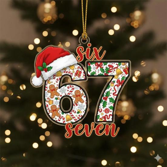 Санта говорит Шесть Семь Украшение Акриловый Декор Рождественской Елки с Уникальной Фразой Праздничное Подвесное Украшение