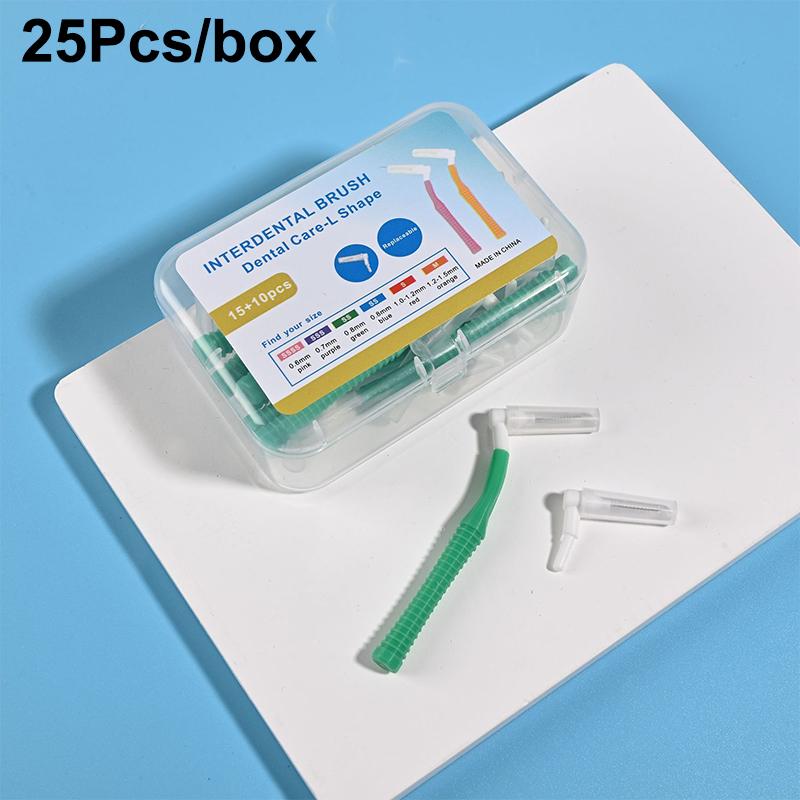 Replaceable Interdental Brush With Dust Cover Soft Mini Brush L-type Tooth Floss Cleaning Between Teeth Oral Care Toothpicks