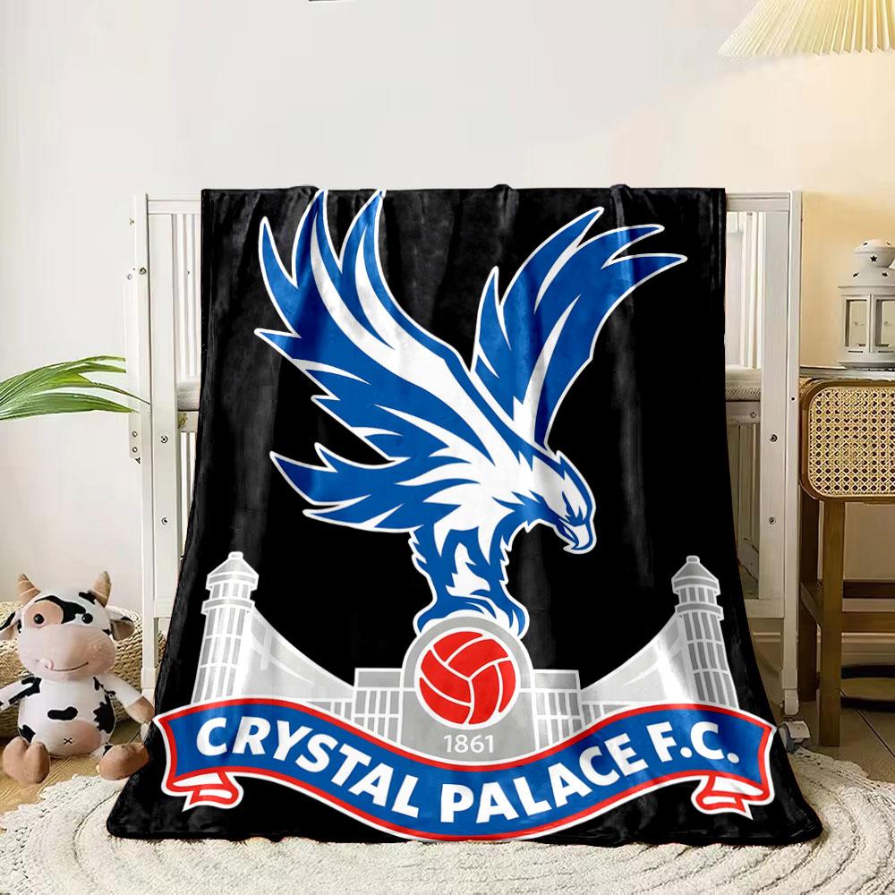 A blue eagle atop a red football, with a palace structure in the background. for all seasons blanket lunch break throw gift