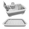 New Kitchen Foldable Dish Rack Storage Water Leakage Tableware Bowl Dinnerware Drain Bowl Tray Home Drying Rack Washable Plastic