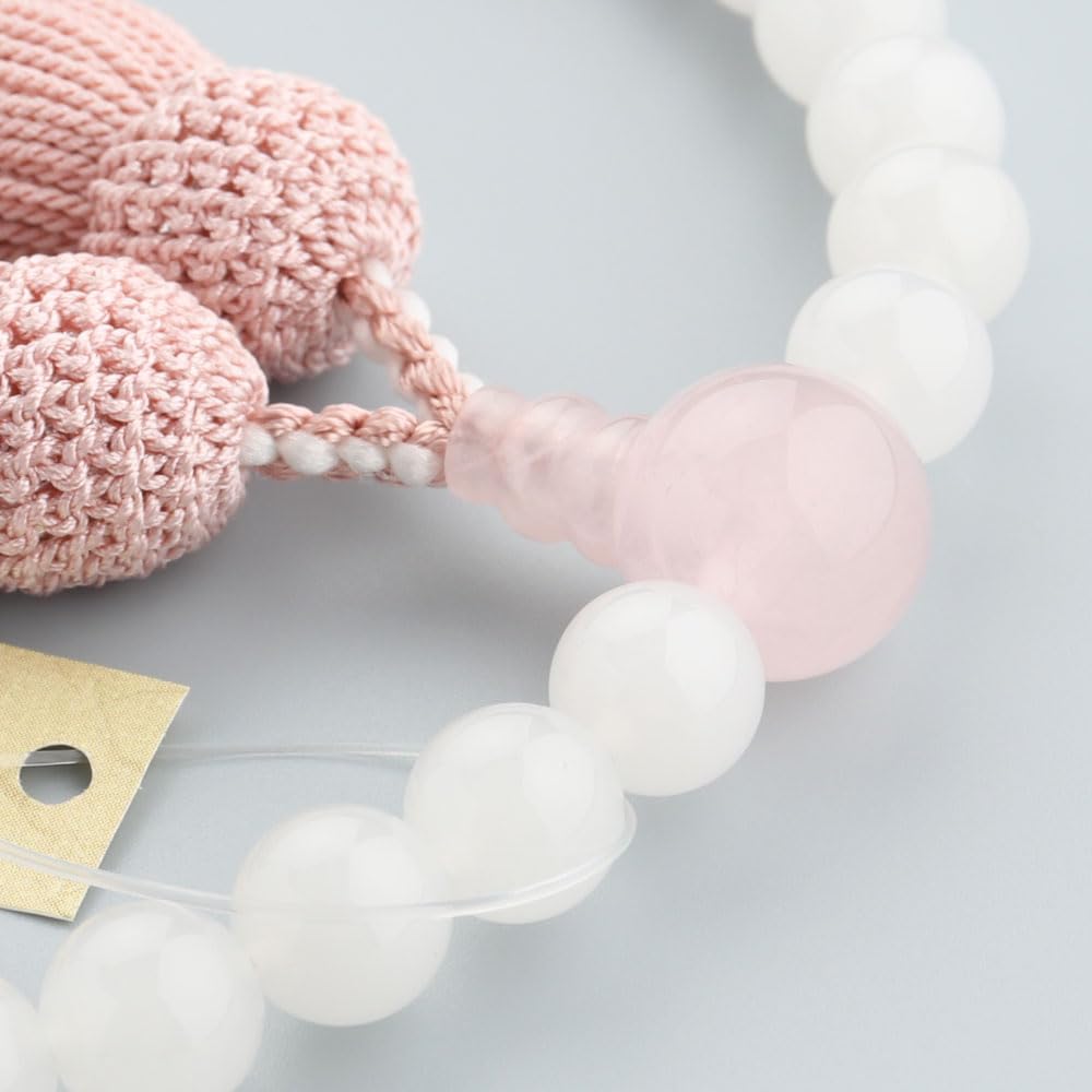 Четки для женщин, приблизительно 8 мм, белый оникс, розовый кварц, чистый шелк, кисточка, четки для молитвы, белый оникс, красный кварц, общие для всех сект, натуральные