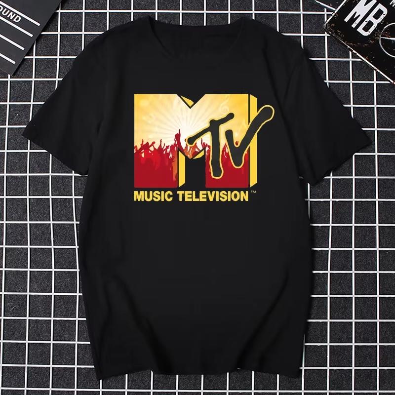 Ретро Мужская Женская Футболка Винтажный Рок Хип-Хоп Телевидение Лето Mtv Музыкальное Телевидение Графический Топ Уличная Одежда Оверсайз Свободная Повседневная Футболка
