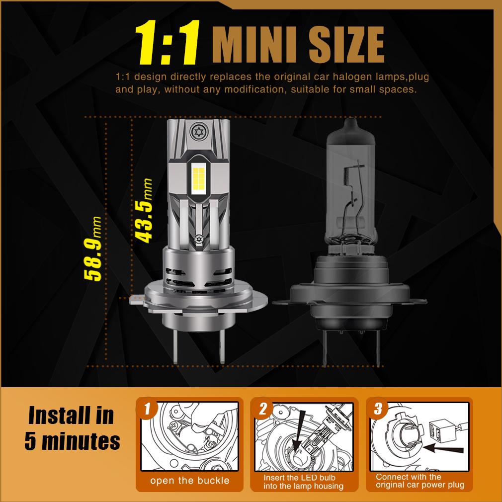 2 шт. 12000LM H7 светодиодная лампа для фар 60 Вт мини беспроводная CSP автомобильная фара с вентилятором авто диодные лампы H7 турбо светодиодные автомобильные фары Canbus 12 В 6500 К