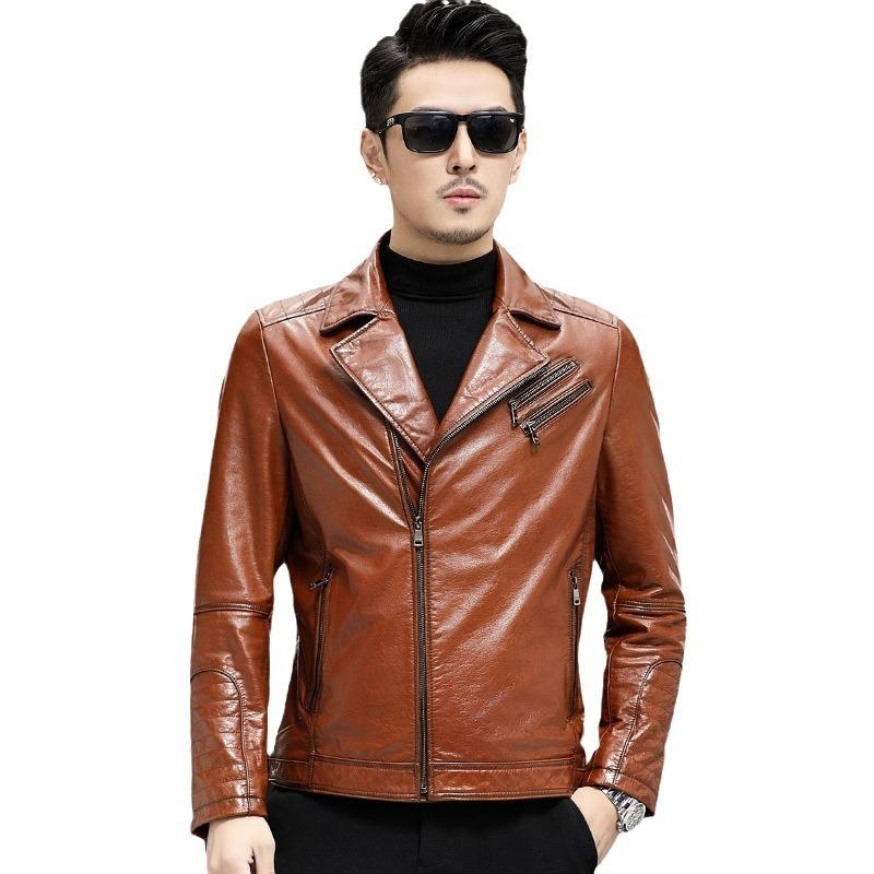 Куртка из натуральной кожи мужская тонкая телячья кожаная мотоциклетная куртка мужская натуральная кожа короткая куртка с воротником из натуральной кожи тонкое пальто
