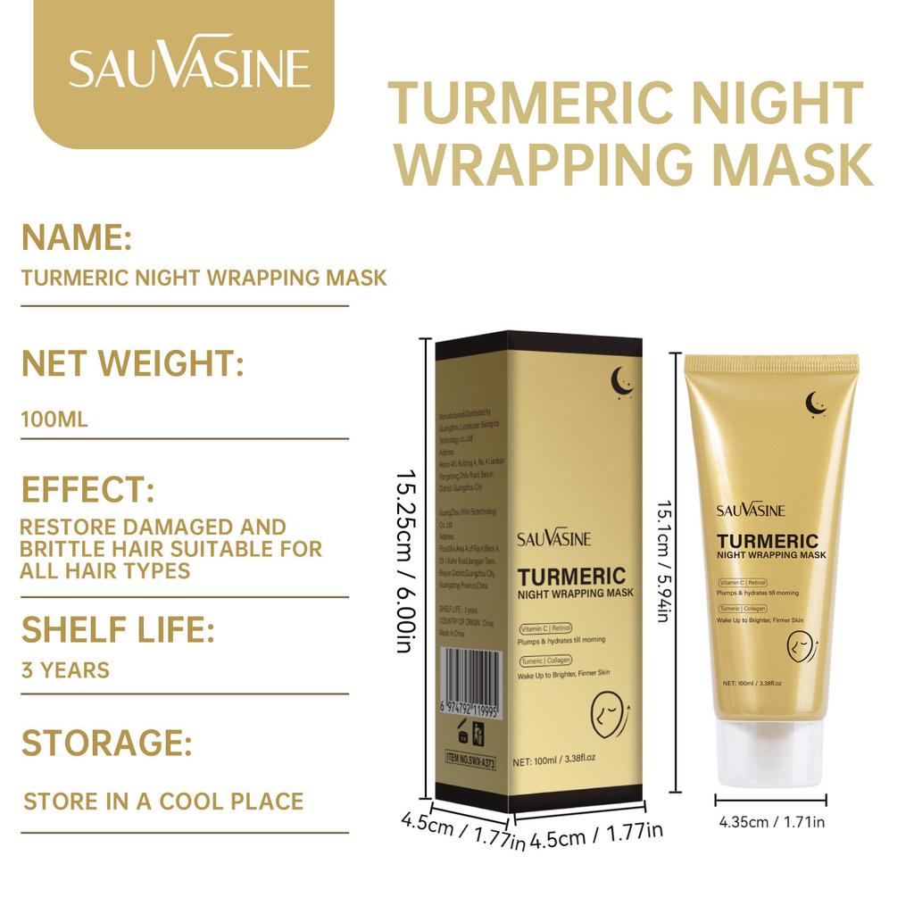 SAUVASINE Turmeric Night Mask Hydrating Repair Brightening Sleeping Mask Leave-On Skincare