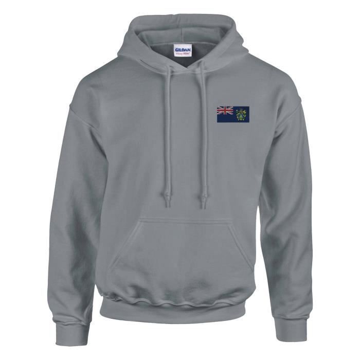 Sweat à capuche - Drapeau des îles Pitcairn - Gris - Coton-polyester - Écologique - Mixte
