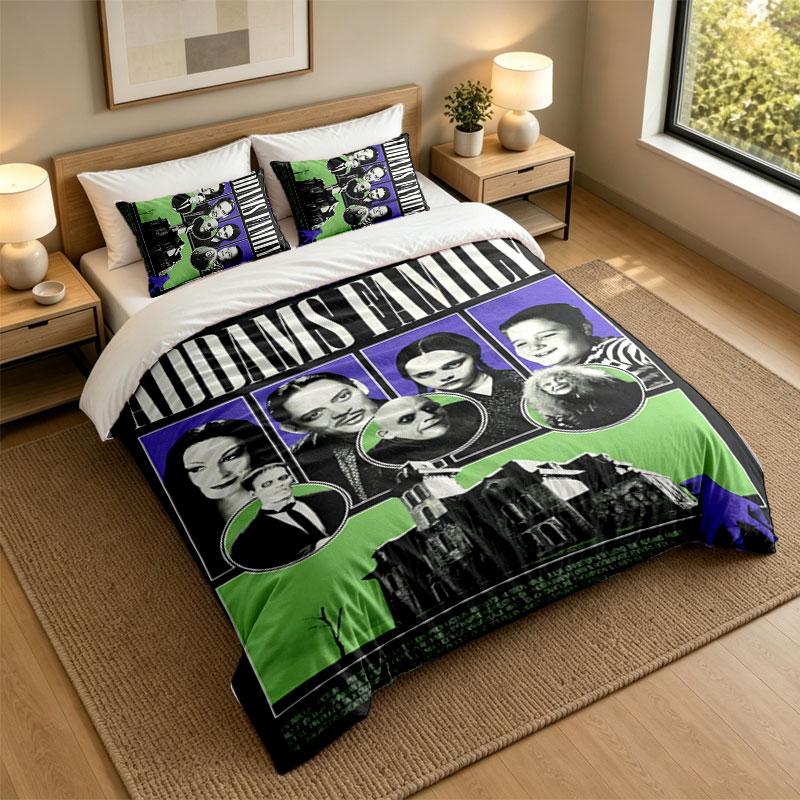 3Pcs Bedding SetThe Addams Family Soft Bed Sheet and Two Pillowcases Home Bedroom Decor