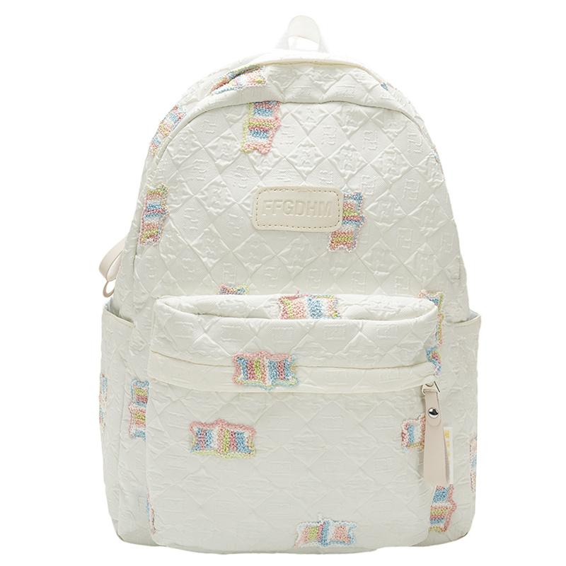 Женская школьная сумка с вышивкой, плиссированный рюкзак для школьников, большой емкости