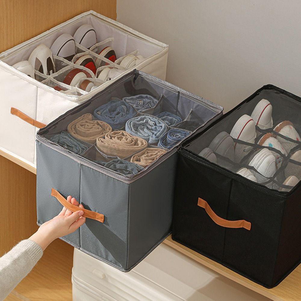 Waterproof 12 Grids Shoes Storage Box Foldable Clothes Jeans Storage Box Bedroom