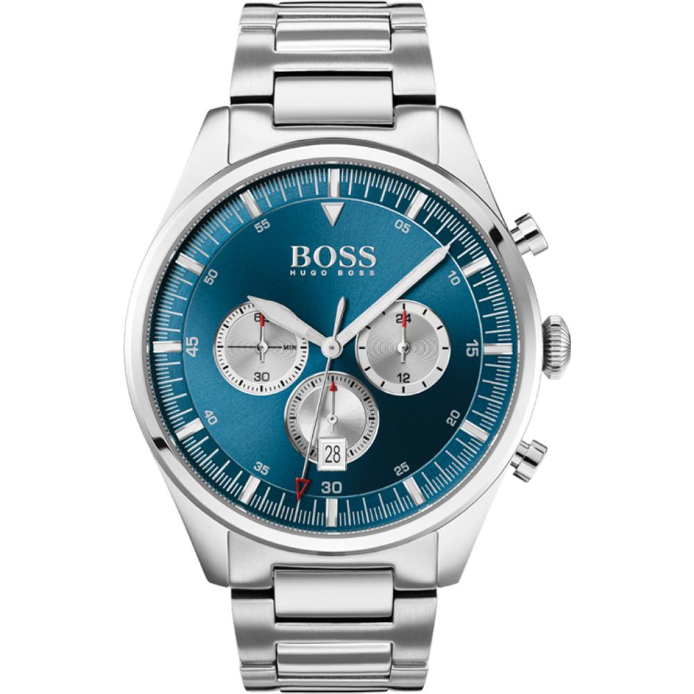 BOSS Мужские кварцевые часы Pioneer Blue Silver Metal 1513713
