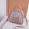 Fashion Women Checkered Cat Half Round Shoulder Messenger Bag