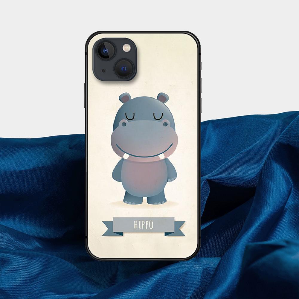 Cartoon Hippo Phone Case For iPhone Samsung Galaxy Redmi Xiaomi Oppo OnePlus Note S A 7 8 9 10 11 12 13 14 20 21 22 23 53 54 Pro Max Plus Ultra