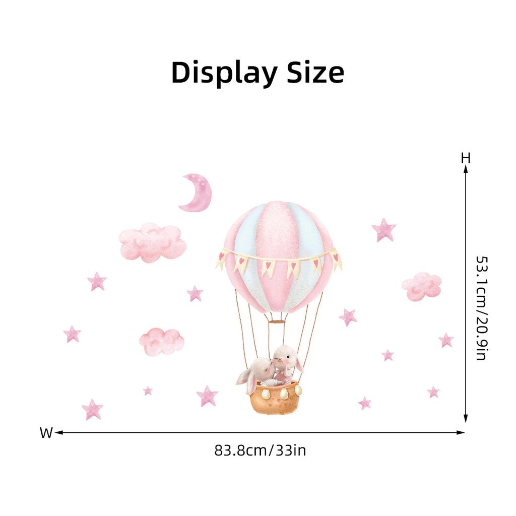 1Pc Cartoon Cute Animals Rabbit Balloon Wall Sticker Decoration for Bedroom Girls Gift Wall Art Home Decor Living Room Kids Room