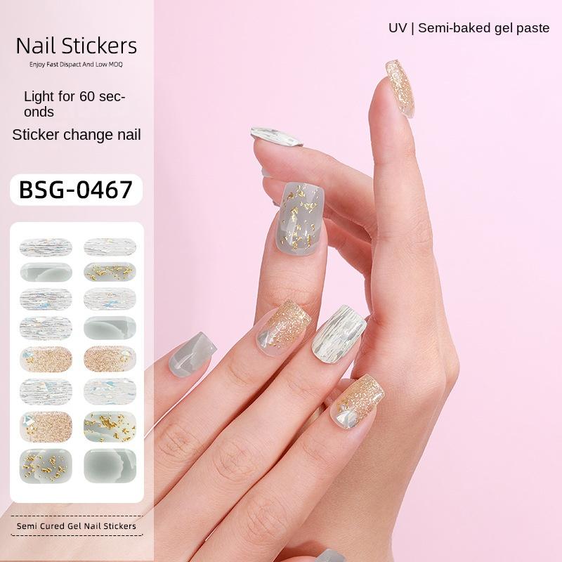 Gel Manicure Stickers Illuminated Semi-cured Nail Stickers Hot Stamping