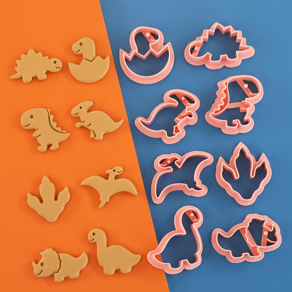 8pcs Mini Dinosaur Themed Cookie Cutter 3D Cartoon Dinosaur Shape Fondant Cheese Clay Baking Molds for Kids Birthday Party Decor1
