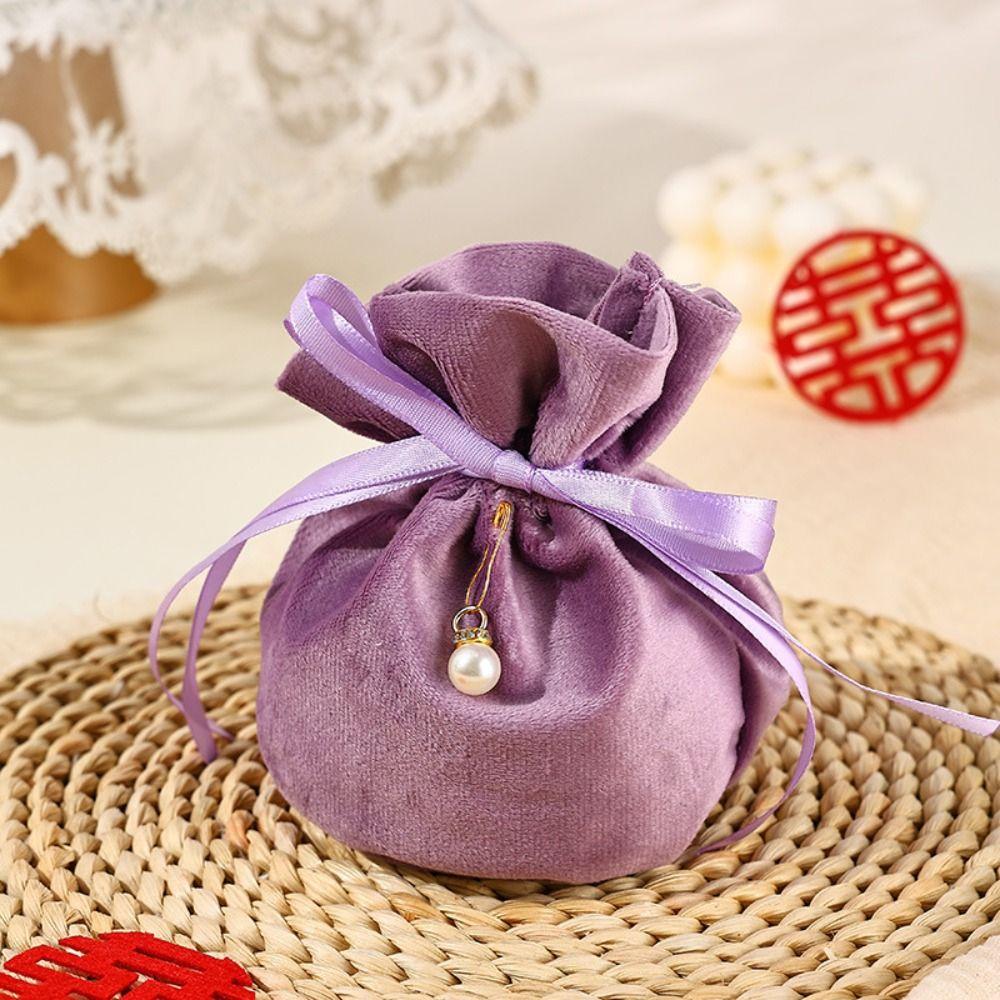 Chinese Drawstring Candy Bag Velvet Wedding Gift Bag Creative Flannel Gift Bag Wedding