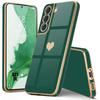 Protective Case - BOOLING - for Samsung Galaxy S21 FE - Night Green - Heart Pattern - Shockproof Soft TPU