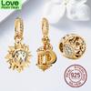 Genuine 925 Sterling Silver 3 Series Gold Luxury Sun Dangle Charm Beads Fit Original 3mm Charm Bracelet Jewelry Gift New