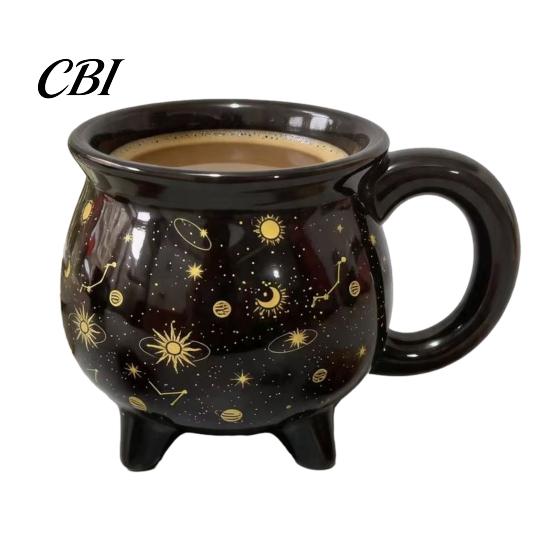 Halloween Coffee Cup Mug with Ergonomic Handle, 380ml Capacity, Ceramic Pot Shaped Novelty Creative Shape Cup, Hot And Cold Beverages Drinking