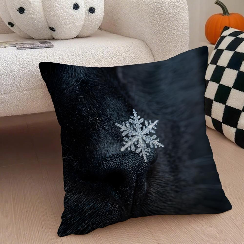 KKitty leopard print snowflakes Cushion Cover Throw Pillow Cover Hidden Button Durable Polyester Chair Cushion