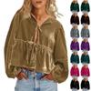 Women's Vintage Velvet Top Long Sleeve Loose Fit Casual Elegant Retro Velvet Blouses