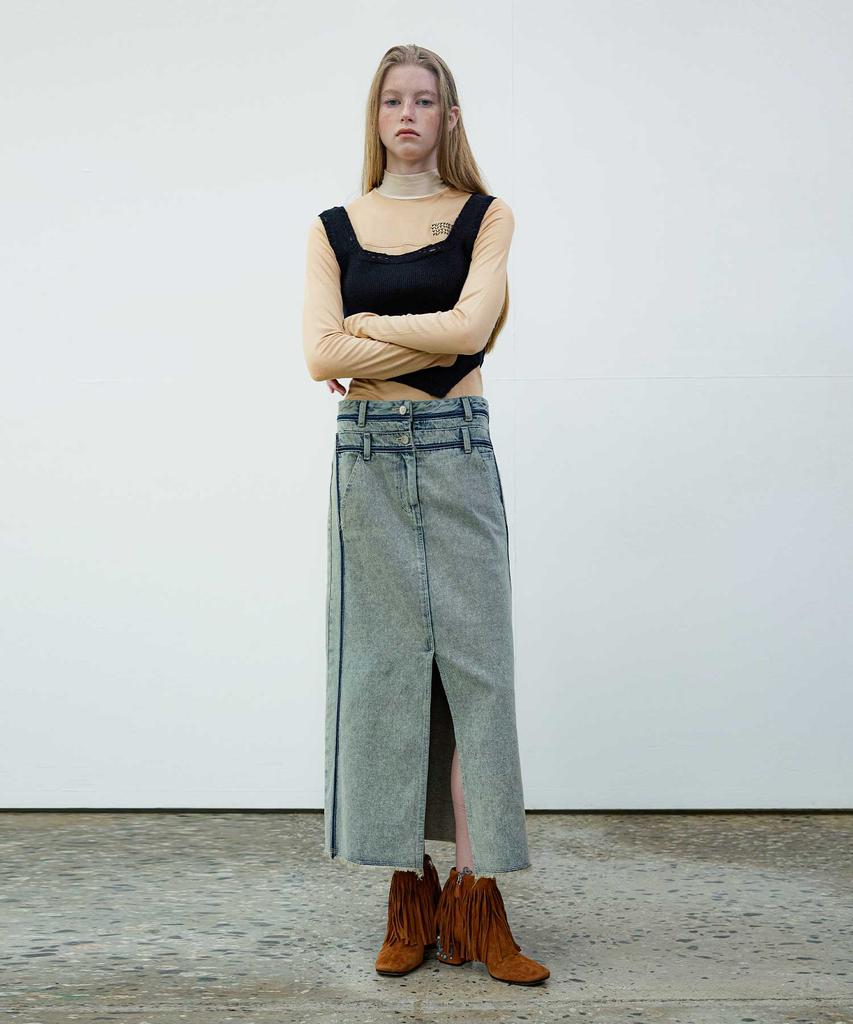 Yusentig Double Waist Denim Skirt Aj4As66222
